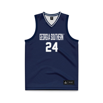 Georgia Southern - NCAA Men's Basketball : Andres Burney - Navy Basketball Jersey-0