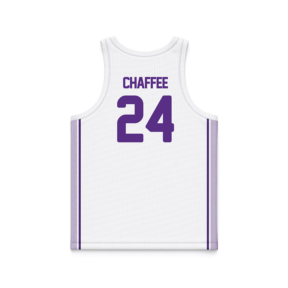 North Alabama - NCAA Men's Basketball : Mitchell Chaffee - White Basketball Jersey