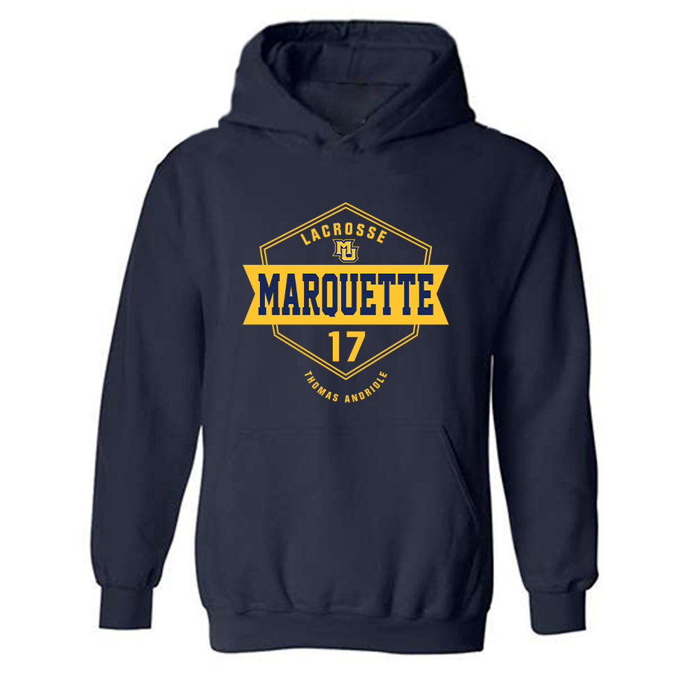 Marquette - NCAA Men's Lacrosse : Thomas Andriole - Fashion Shersey Hooded Sweatshirt-0