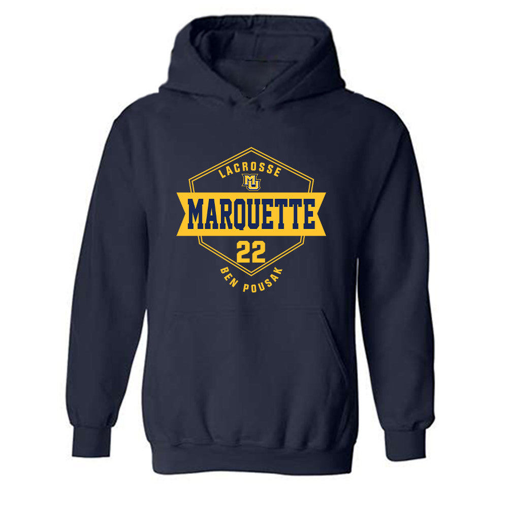 Marquette - NCAA Men's Lacrosse : Ben Pousak - Fashion Shersey Hooded Sweatshirt-0