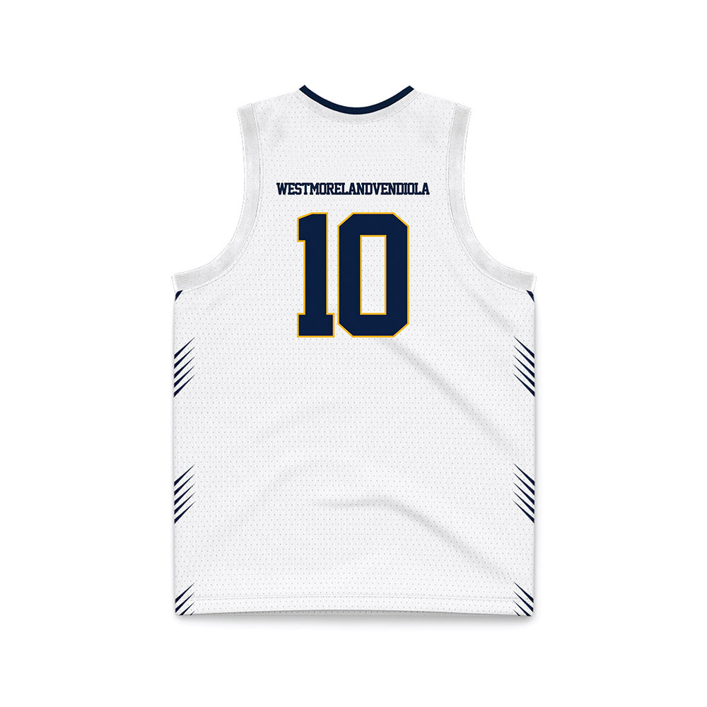 AU - NCAA Men's Basketball : Amari Westmoreland-Vendiola - White Basketball Jersey-1