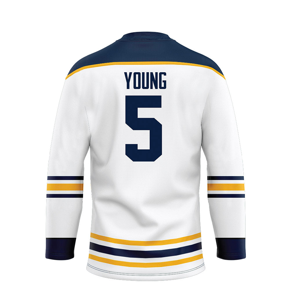AU - NCAA Men's Ice Hockey : Easton Young - White Hockey Jersey-1