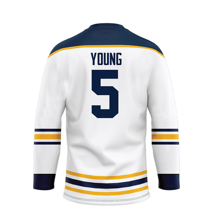 AU - NCAA Men's Ice Hockey : Easton Young - White Hockey Jersey-1