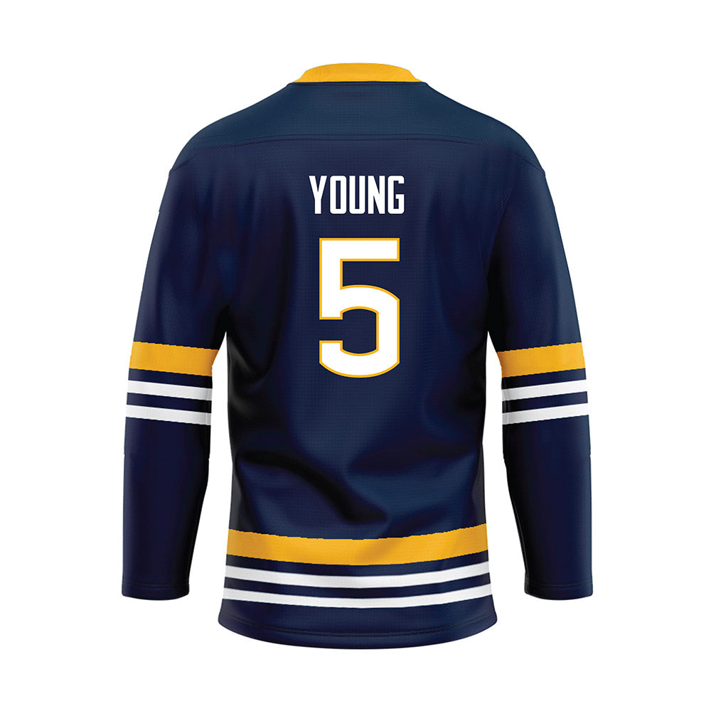 AU - NCAA Men's Ice Hockey : Easton Young - Navy Hockey Jersey-1
