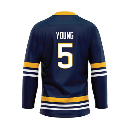 AU - NCAA Men's Ice Hockey : Easton Young - Navy Hockey Jersey-1