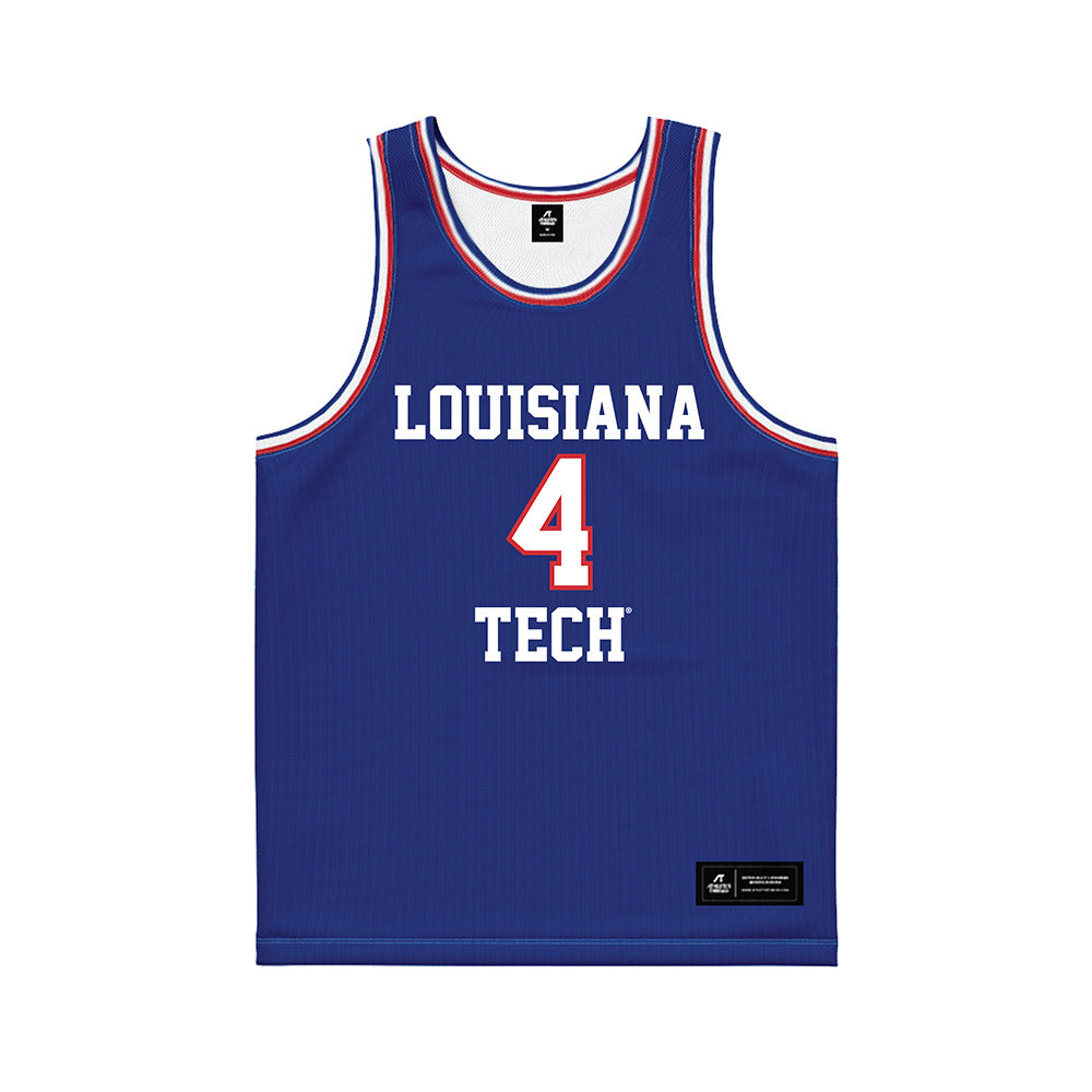 LA Tech - NCAA Men's Basketball : Jaylen Fenner - Royal Basketball Jersey-0