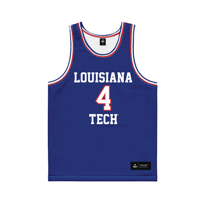 LA Tech - NCAA Men's Basketball : Jaylen Fenner - Royal Basketball Jersey-0