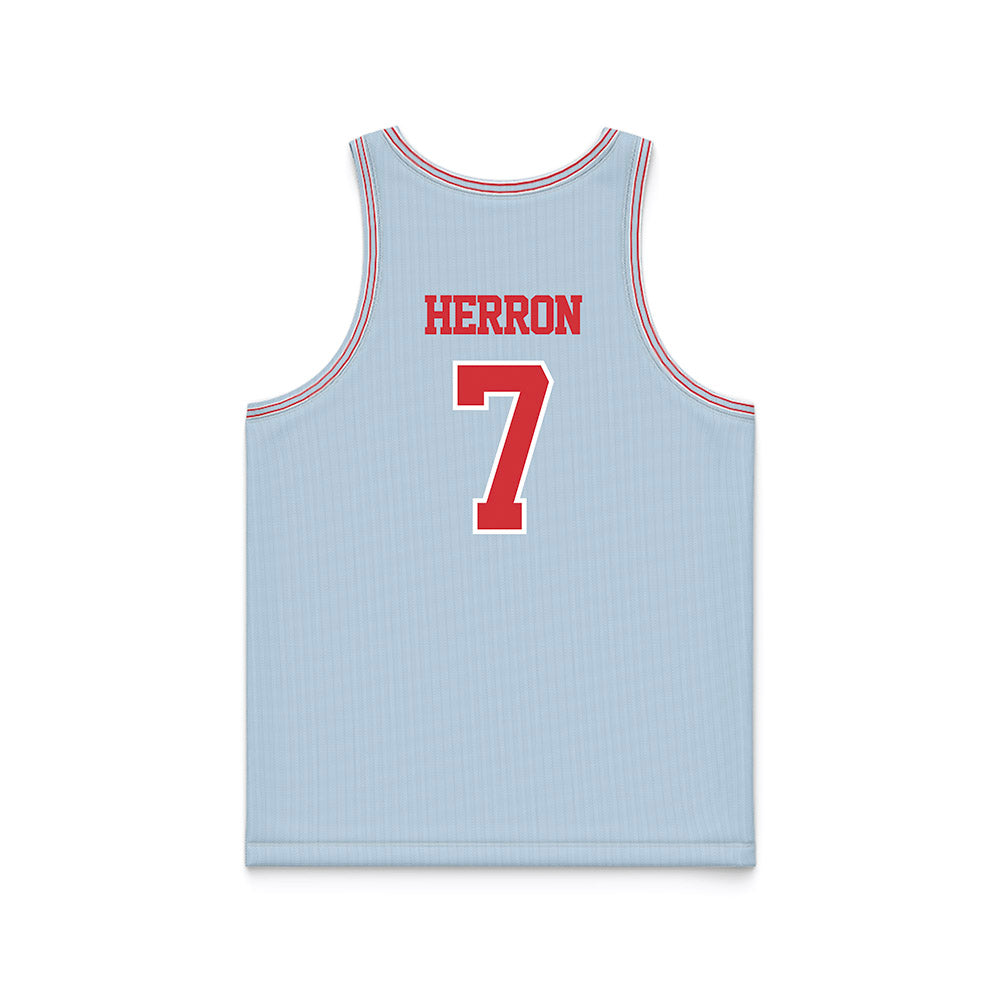 LA Tech - NCAA Men's Basketball : Sir issac Herron - Light Blue Basketball Jersey-1