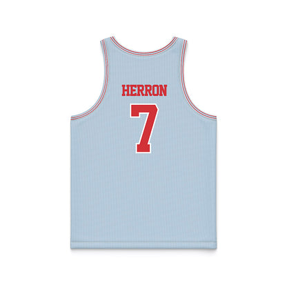 LA Tech - NCAA Men's Basketball : Sir issac Herron - Light Blue Basketball Jersey-1