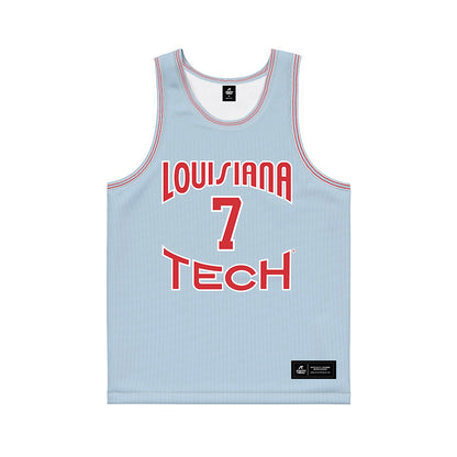 LA Tech - NCAA Men's Basketball : Landren Blocker - Light Blue Basketball Jersey