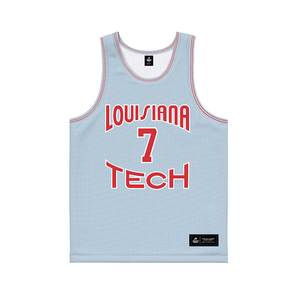 LA Tech - NCAA Men's Basketball : Sir issac Herron - Light Blue Basketball Jersey-0