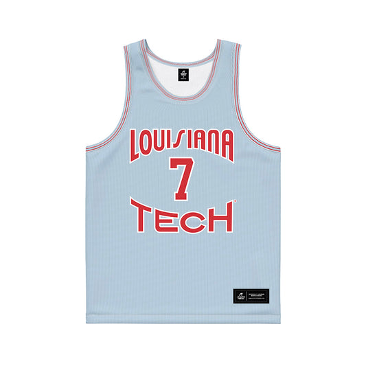 LA Tech - NCAA Men's Basketball : Sir issac Herron - Light Blue Basketball Jersey-0