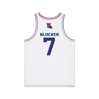 LA Tech - NCAA Men's Basketball : Landren Blocker - White Basketball Jersey