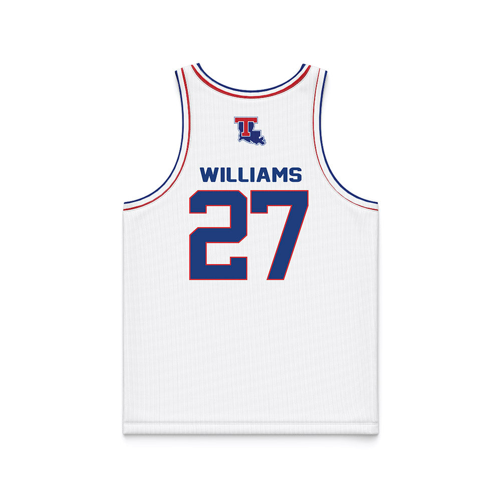 LA Tech - NCAA Men's Basketball : A'Meir Williams - White Basketball Jersey-1