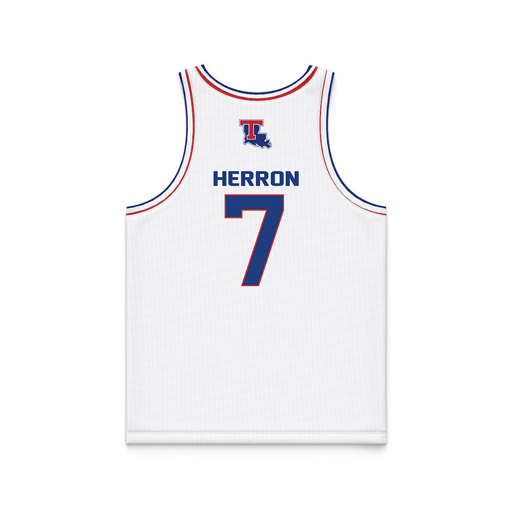 LA Tech - NCAA Men's Basketball : Sir issac Herron - White Basketball Jersey-1