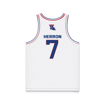 LA Tech - NCAA Men's Basketball : Sir issac Herron - White Basketball Jersey-1