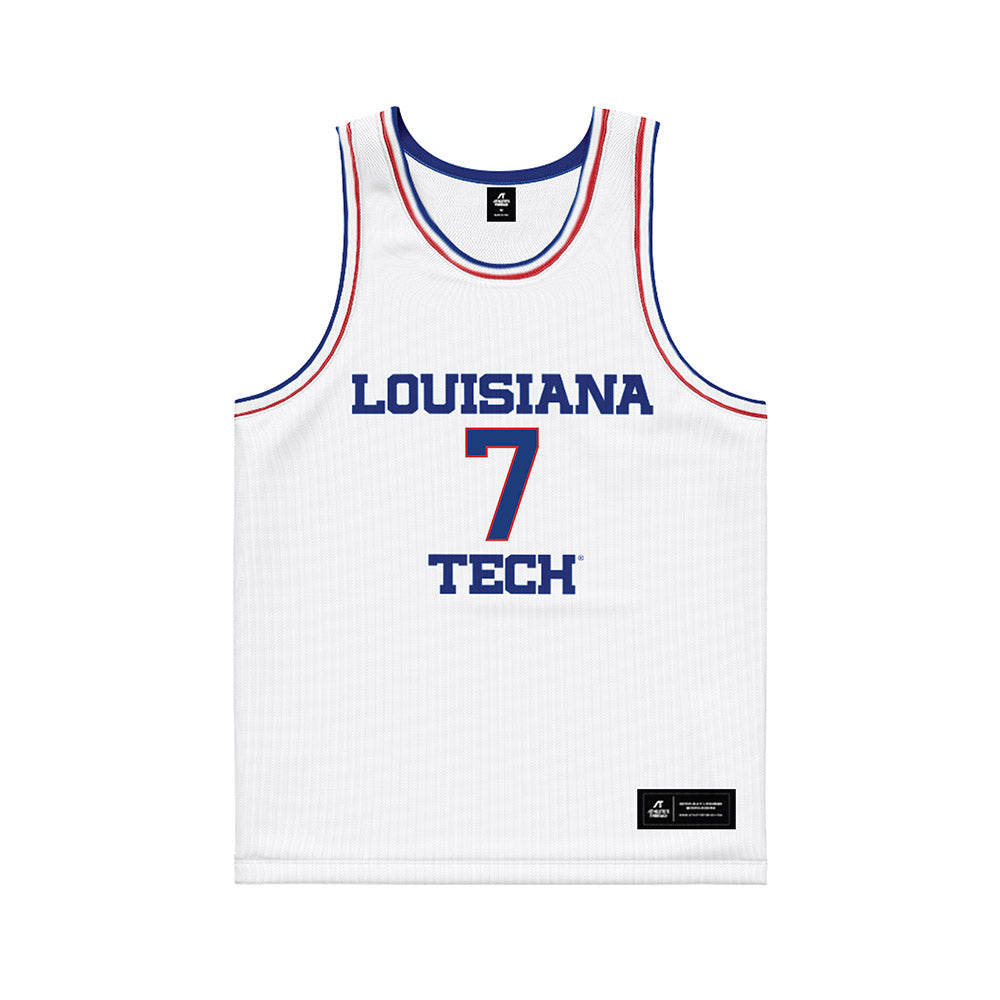 LA Tech - NCAA Men's Basketball : Landren Blocker - White Basketball Jersey