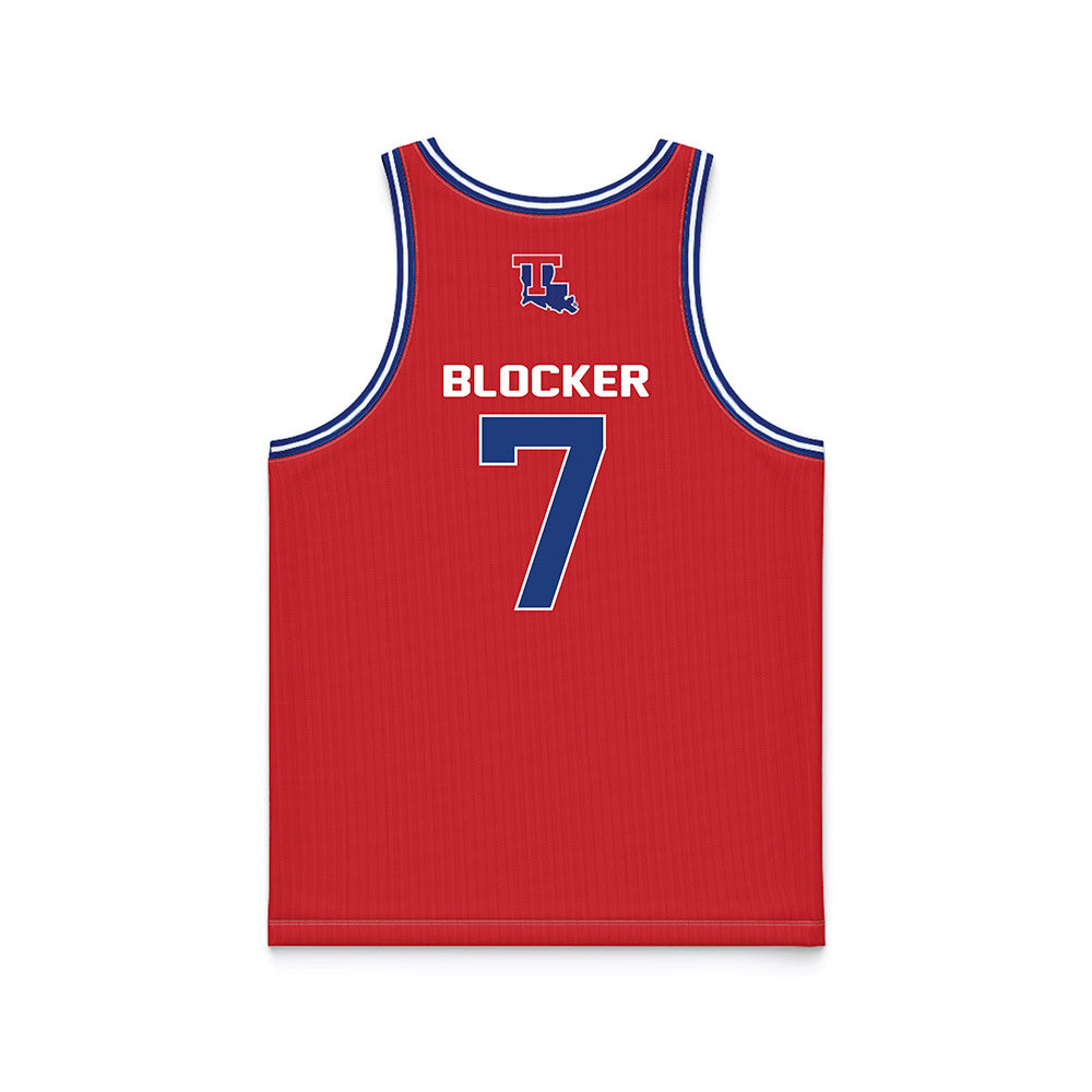 LA Tech - NCAA Men's Basketball : Landren Blocker - Red Basketball Jersey