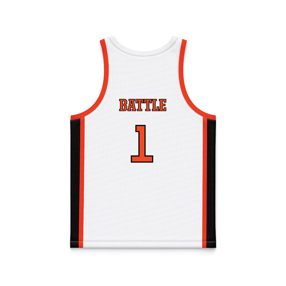 Campbell - NCAA Women's Basketball : Ashleigh Battle - White Basketball Jersey-1