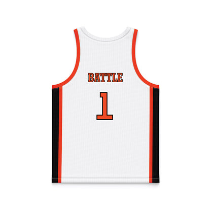 Campbell - NCAA Women's Basketball : Ashleigh Battle - White Basketball Jersey-1