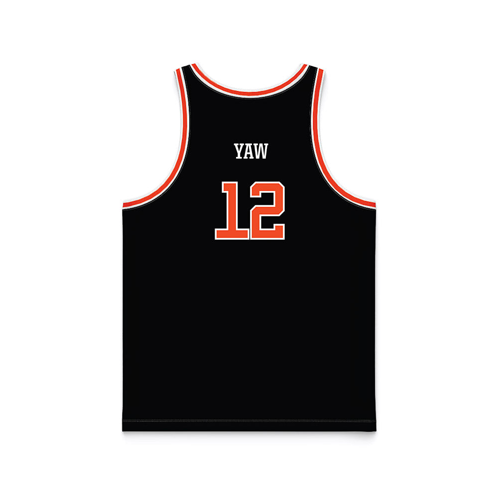 Campbell - NCAA Men's Basketball : Israel Yaw - Black Basketball Jersey-1