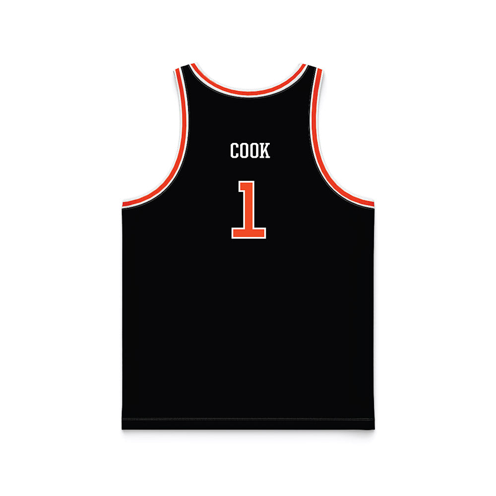 Campbell - NCAA Men's Basketball : Tasos Cook - Black Basketball Jersey