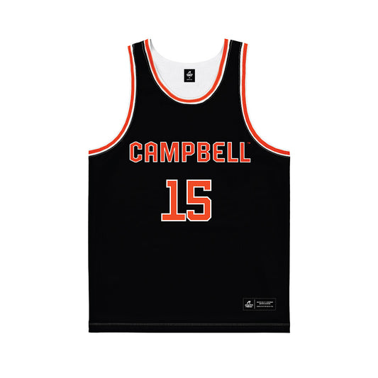 Campbell - NCAA Men's Basketball : Justin Boggs - Black Basketball Jersey