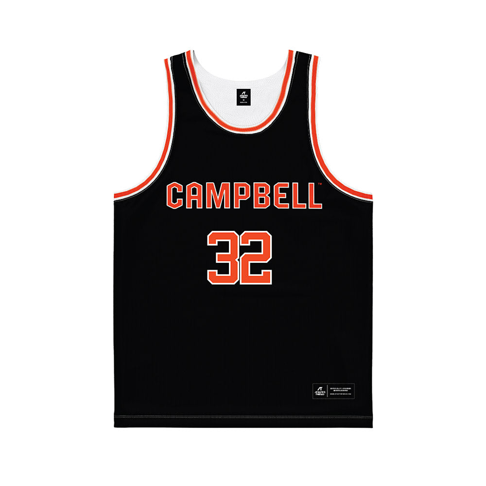 Campbell - NCAA Men's Basketball : Daniel Marcellinus - Black Basketball Jersey-0
