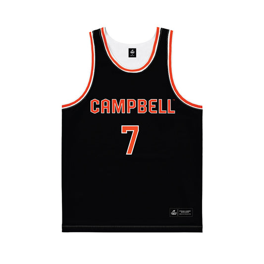 Campbell - NCAA Men's Basketball : Efe Gucoglu - Black Basketball Jersey