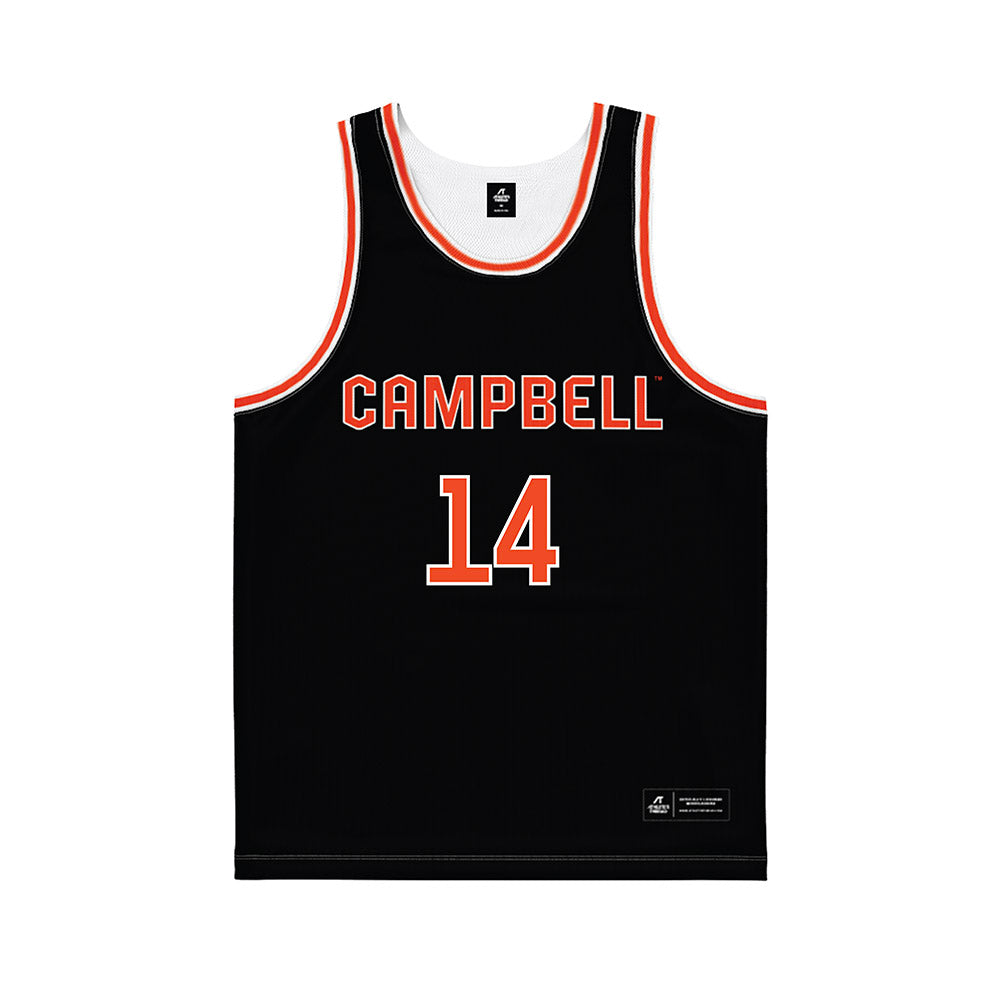 Campbell - NCAA Men's Basketball : Caleb Zurliene - Black Basketball Jersey-0