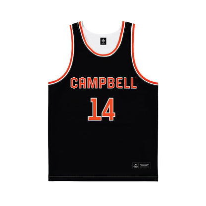 Campbell - NCAA Men's Basketball : Caleb Zurliene - Black Basketball Jersey-0