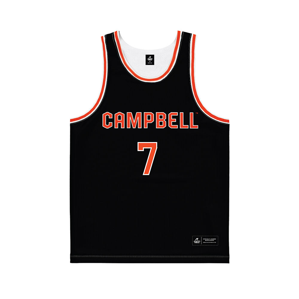 Campbell - NCAA Men's Basketball : Camren Gregory - Black Basketball Jersey-0