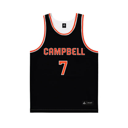 Campbell - NCAA Men's Basketball : Camren Gregory - Black Basketball Jersey-0