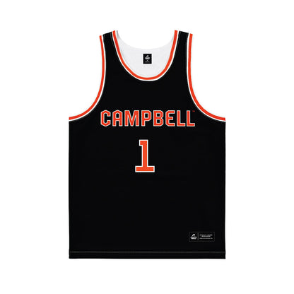 Campbell - NCAA Men's Basketball : Tasos Cook - Black Basketball Jersey