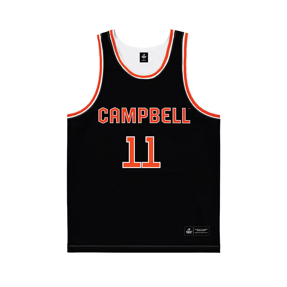 Campbell - NCAA Men's Basketball : Omar Harris - Black Basketball Jersey