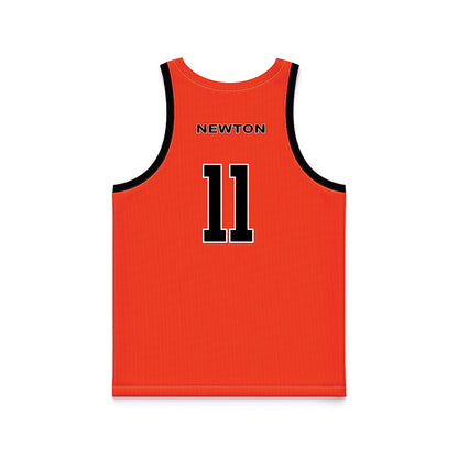 Campbell - NCAA Men's Basketball : Muneer Newton - Orange Basketball Jersey-1