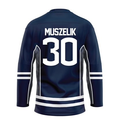 UConn - NCAA Men's Ice Hockey : Tyler Muszelik - Navy Hockey Jersey