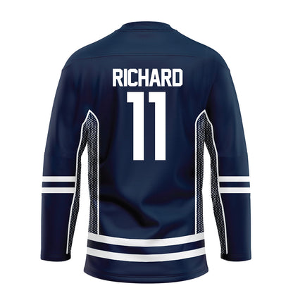 UConn - NCAA Men's Ice Hockey : Jake Richard - Navy Hockey Jersey