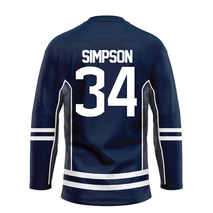 UConn - NCAA Men's Ice Hockey : Owen Simpson - Navy Hockey Jersey