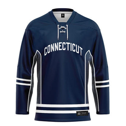 UConn - NCAA Men's Ice Hockey : Tristan Fraser - Navy Hockey Jersey