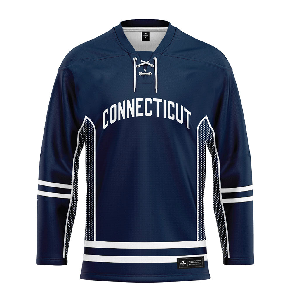 UConn - NCAA Men's Ice Hockey : Ethan Gardula - Navy Hockey Jersey-0