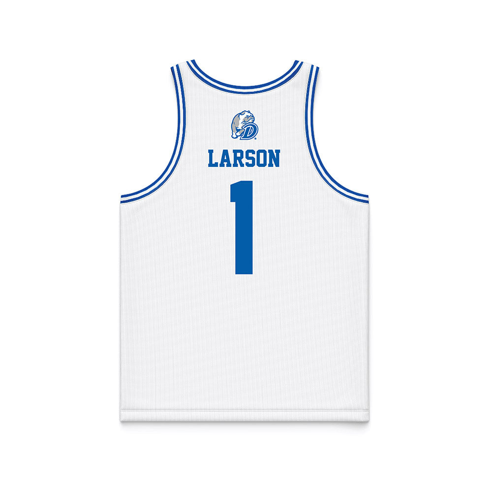 Drake - NCAA Men's Basketball : Owen Larson - White Basketball Jersey-1