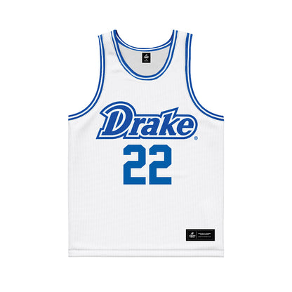 Drake - NCAA Men's Basketball : Mitch Mascari - White Basketball Jersey-0