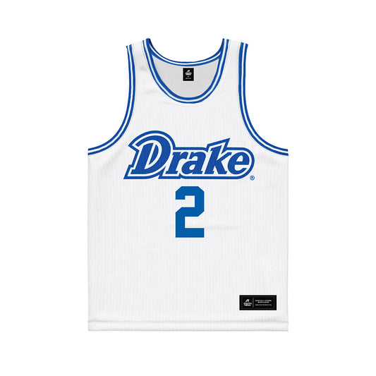 Drake - NCAA Men's Basketball : Brashon Hall - White Basketball Jersey