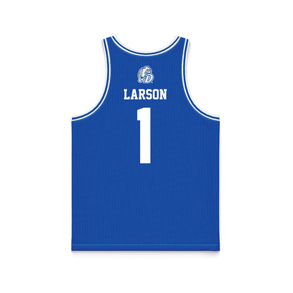 Drake - NCAA Men's Basketball : Owen Larson - Blue Basketball Jersey-1