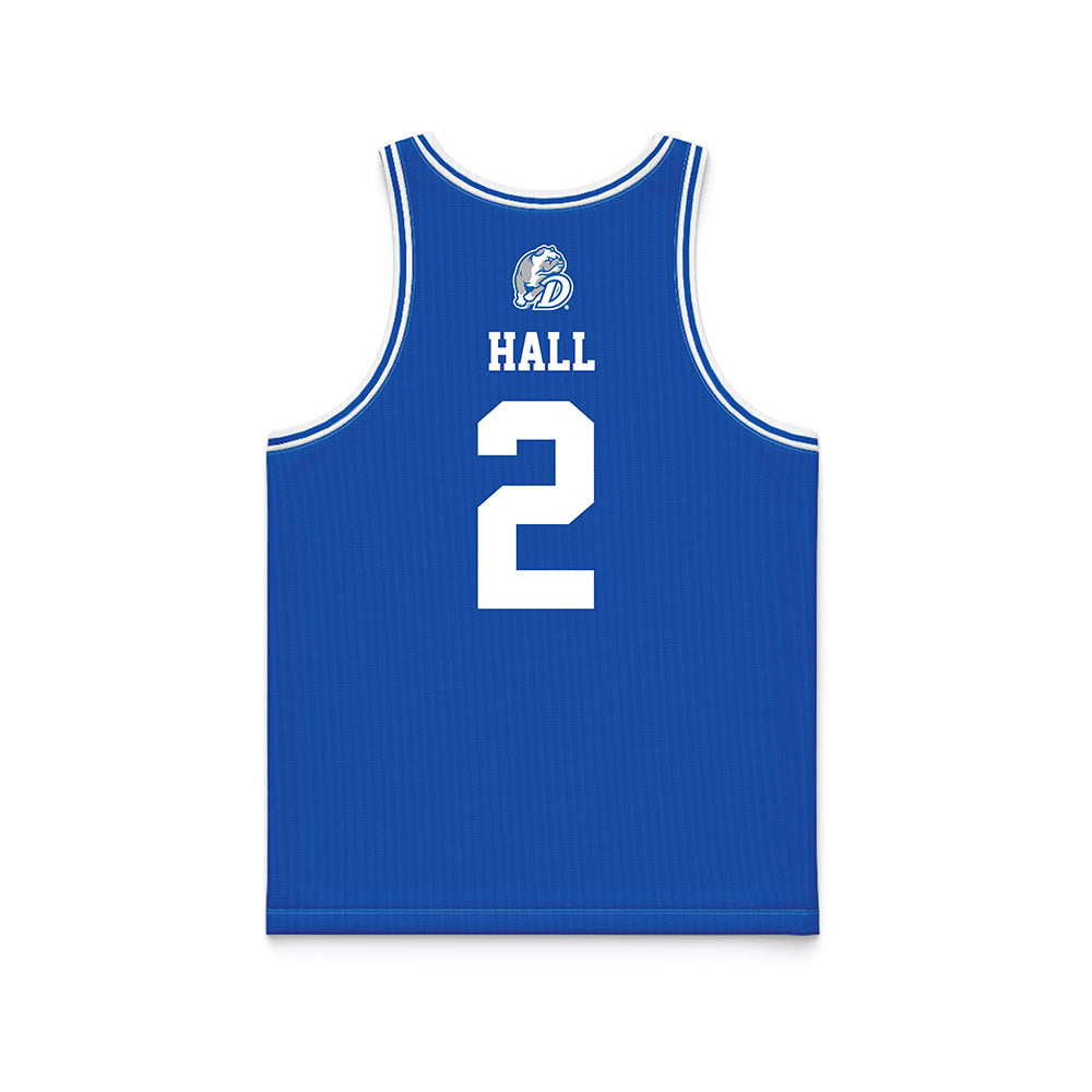 Drake - NCAA Men's Basketball : Brashon Hall - Blue Basketball Jersey