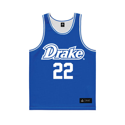 Drake - NCAA Men's Basketball : Mitch Mascari - Blue Basketball Jersey-0