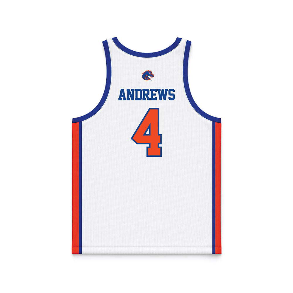 Boise State - NCAA Men's Basketball : Dylan Andrews - White Basketball Jersey-1