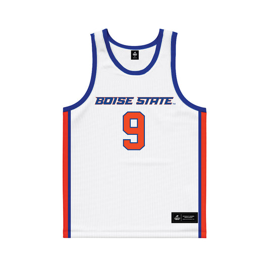 Boise State - NCAA Men's Basketball : Dom Parolin - White Basketball Jersey-0