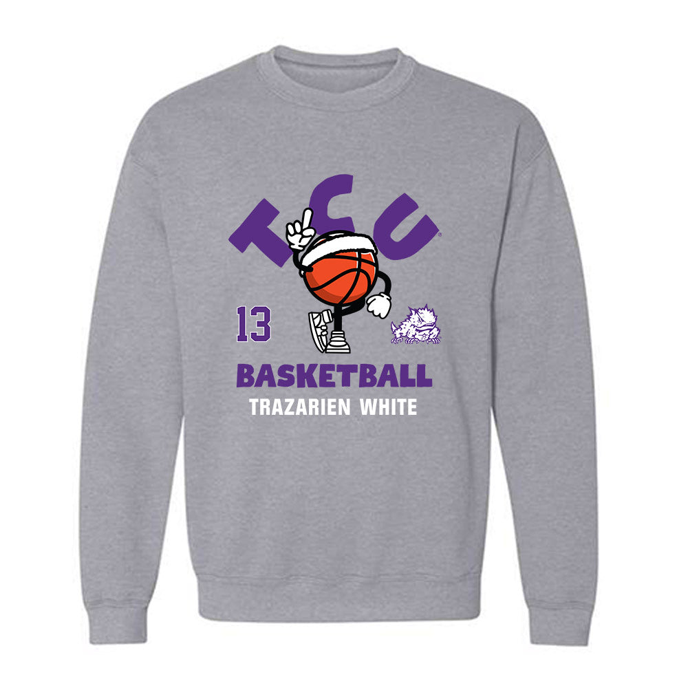 TCU - NCAA Men's Basketball : Trazarien White - Fashion Shersey Crewneck Sweatshirt